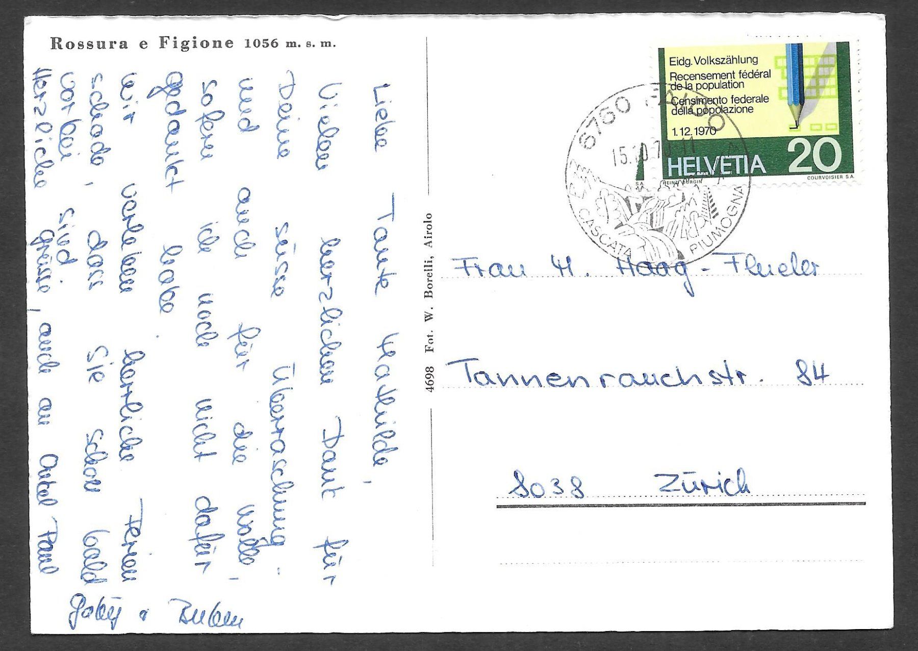 Cartoline postali: Rossura e Figione vista generale – Usato da Olten venduto da clotaldi 1