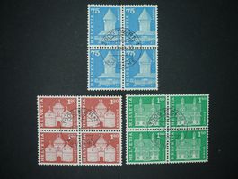 1968 Nr.366L+370L+371Leuchtstoff im 4er Block mit ET Stempel