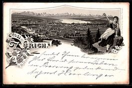 Litho Zürich, Gesamtansicht, Frau in Tr