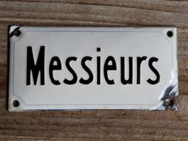 antikes Emailschild Messieurs Herren Deko gewölbt Loft WC