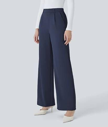 Halara Pantaloni: Stoffhose aus Crêpe mit hoher Taille – Nuovo e nell'imballaggio originale da Root D4 venduto da DMA02 2