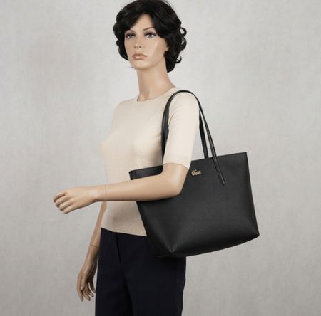 Sac cabas Lacoste noir cuir 