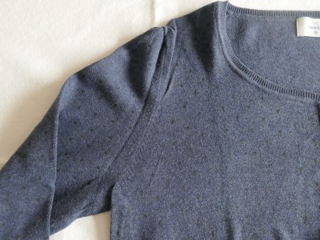 Dünner langarm Strick-Cardigan in Jeans-Blau m. Punktemuster
