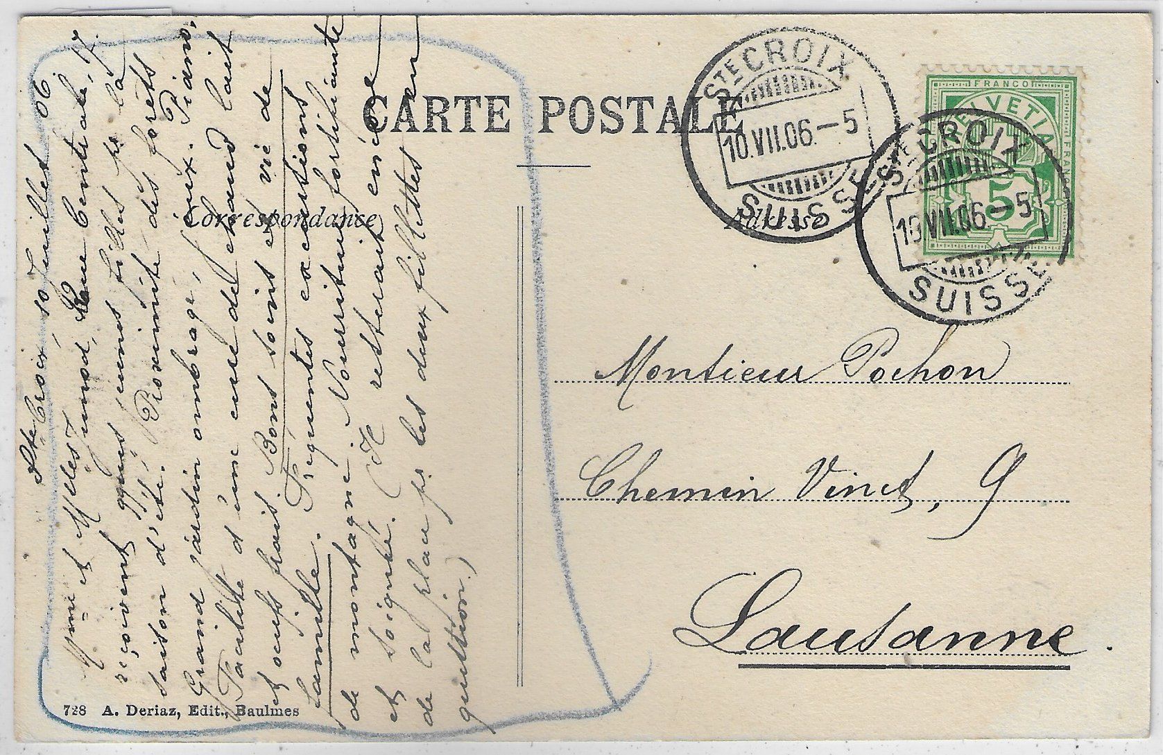 Cartoline postali: Sainte Croix - Vue generale – Usato da Ettingen venduto da Kartenplanet 1