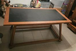 Massiver Holztisch Eiche mit Einlage 160x90cm H79cm