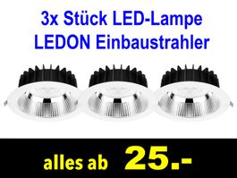 18. & 20. JUNI 🟡 ED-Lampe 3x Stück LEDON ø 145 mm /159X