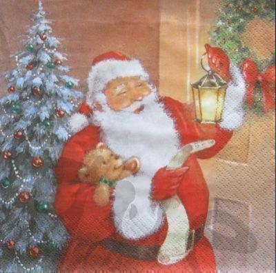 Servietten: Serviette santa mit laterne (w192) 2Stk. – Neu (gemäss Beschreibung) aus Schlatt TG von kreativ-atelier