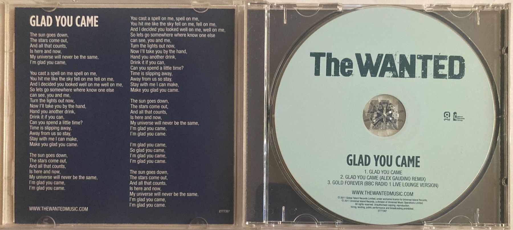 CD: THE WANTED - GLAD YOU CAME – Usato da Poliez-Pittet venduto da Newtown-Records 2