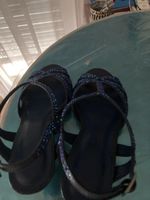 Saphirblaue Sandalen Grösse 37 mit Strasssteinen, sommerlich