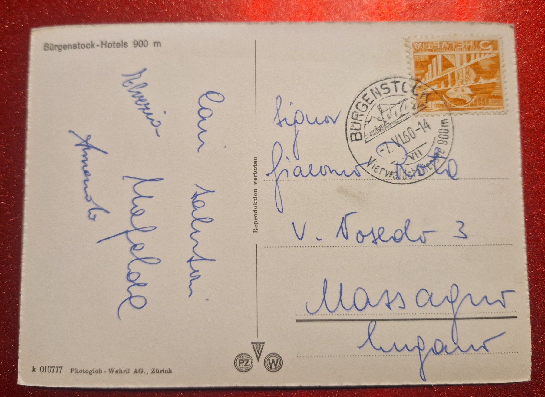 Cartoline postali: Bürgenstock 1960 – Usato da Melchnau venduto da Arthurius 1