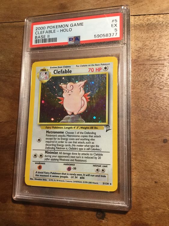 Clefable Holo, Base Set Pokemon Game II (2000), PSA 5 (D'occasion) à ...