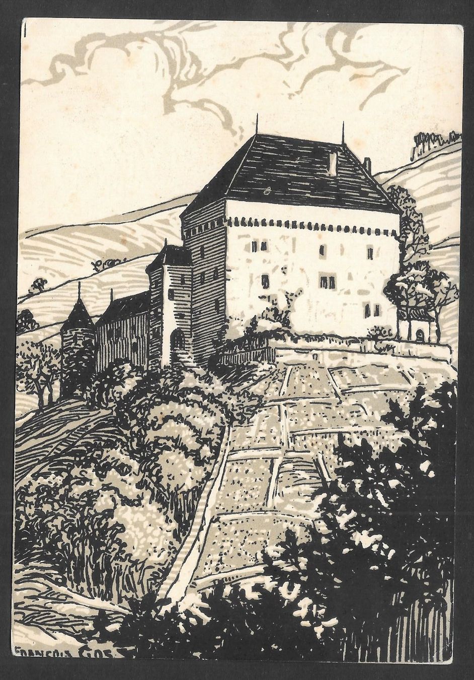 Cartoline postali: Châtelard Schloss Mono-Karte Francis Gos – Usato da Olten venduto da clotaldi