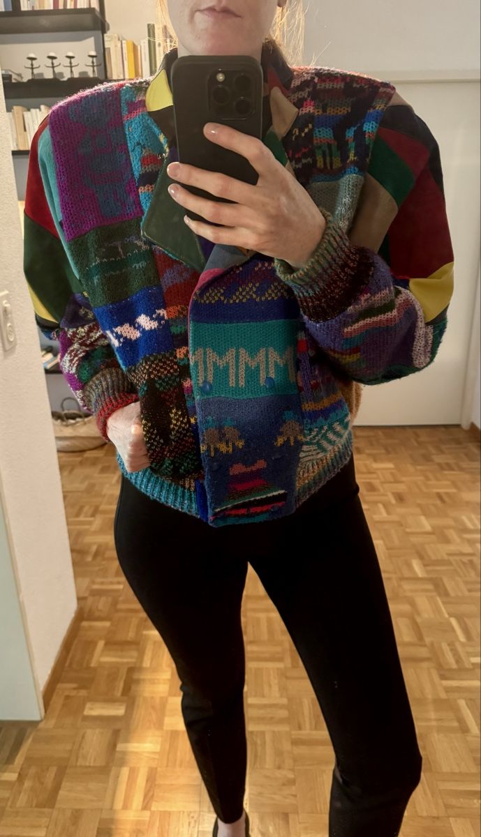 Jacken: VINTAGE 80s LEATHER & SUEDE & KNITTED PATCHWORK JACKET - M – Neu (gemäss Beschreibung) aus Lausanne von joltei 6