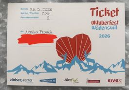 2x Oktoberfest Tickets Wädenswil Hauptzelt 26.9
