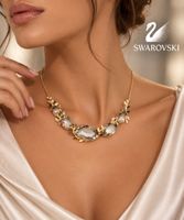 SWAROVSKI HALSKETTE KETTE COLLIER VERGOLDET GELBGOLD