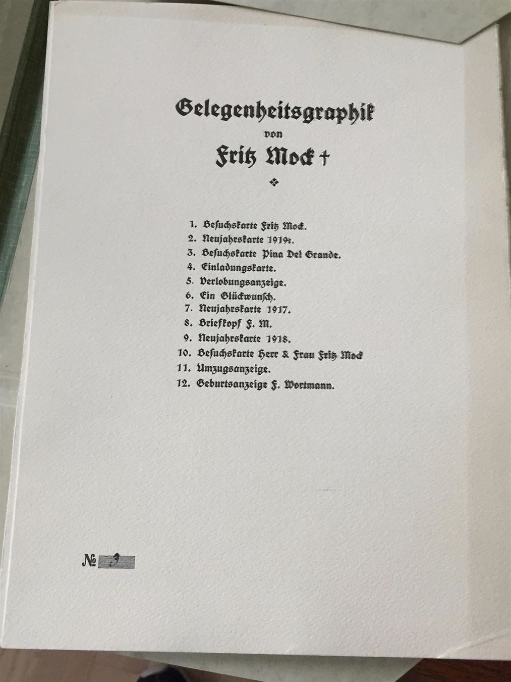 Bücher: MOCK Fritz 1867-1919 Gelegenheitsgraphik – Gebraucht aus Bern von Jwpm66 1