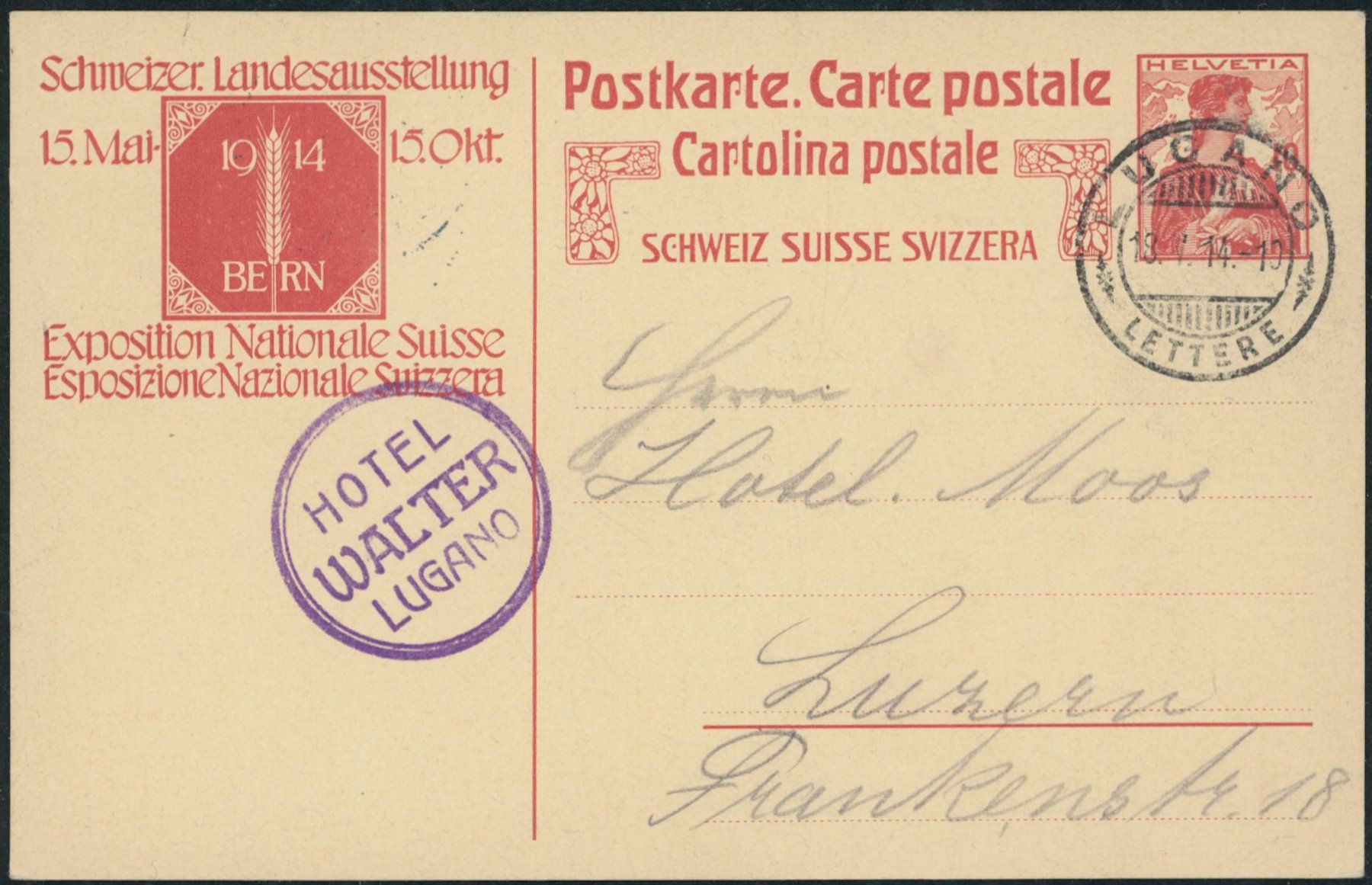 Tutti i francobolli: TIS Lugano - Hotelstempel - Karte – Usato da Schindellegi venduto da leecollect