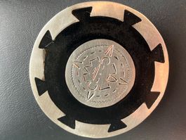 Broche Vintage en argent 925 et onyx
