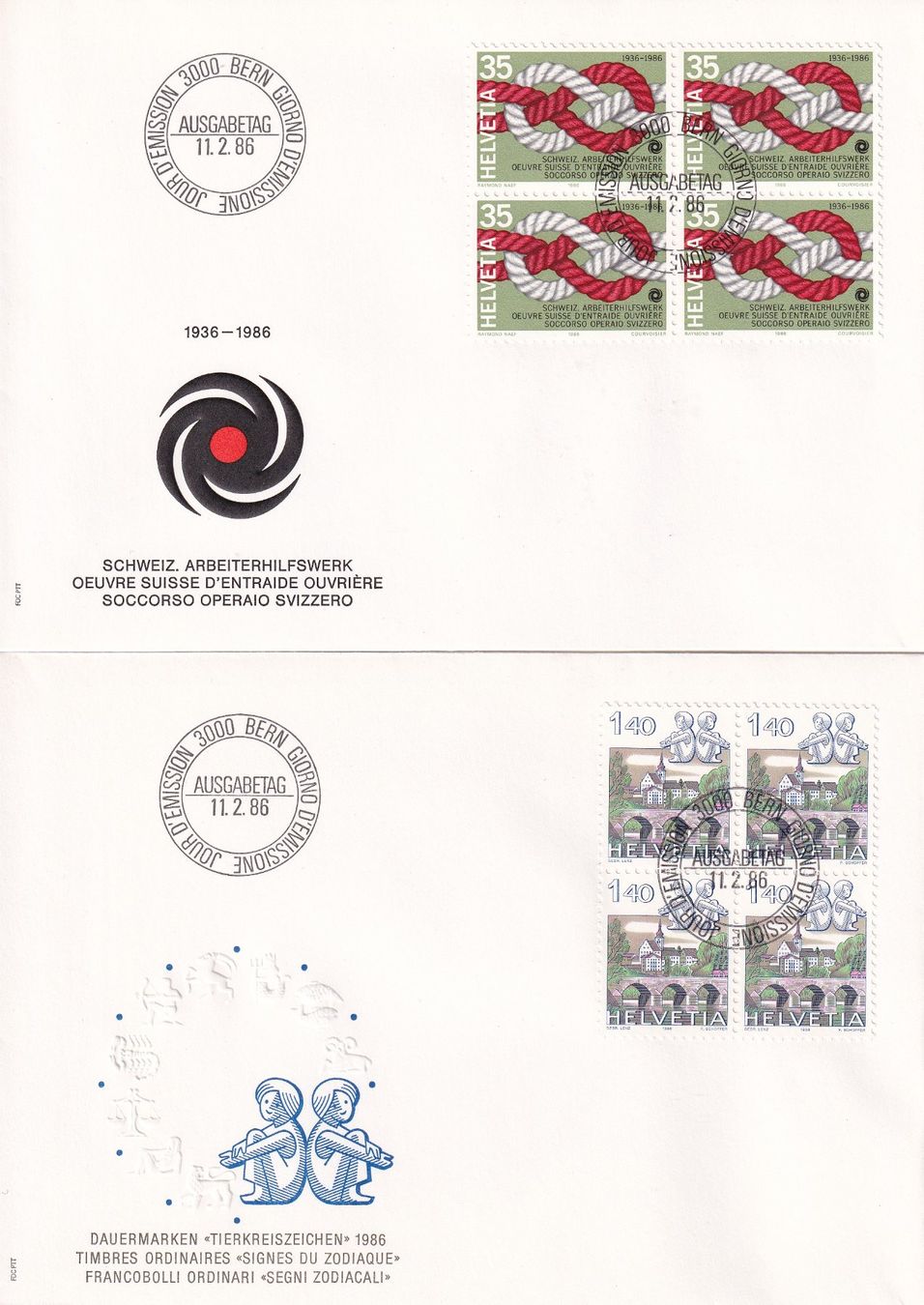 Tutti i francobolli: Lot 8 Briefe FDC 4er Block  1986 – Usato da Rossa venduto da becky05 2