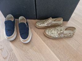 2 Paar Sneaker Glitzer Gold + Blau Gr. 36 Northstar