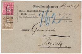 10 + 2 Rp. Sitzende auf NN-Beleg von AARAU nach TÄGERIG