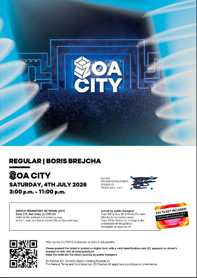 Biglietti: ZOA City - Boris Brejcha 04.07.26 – Usato da Zürich venduto da chr_6nxm