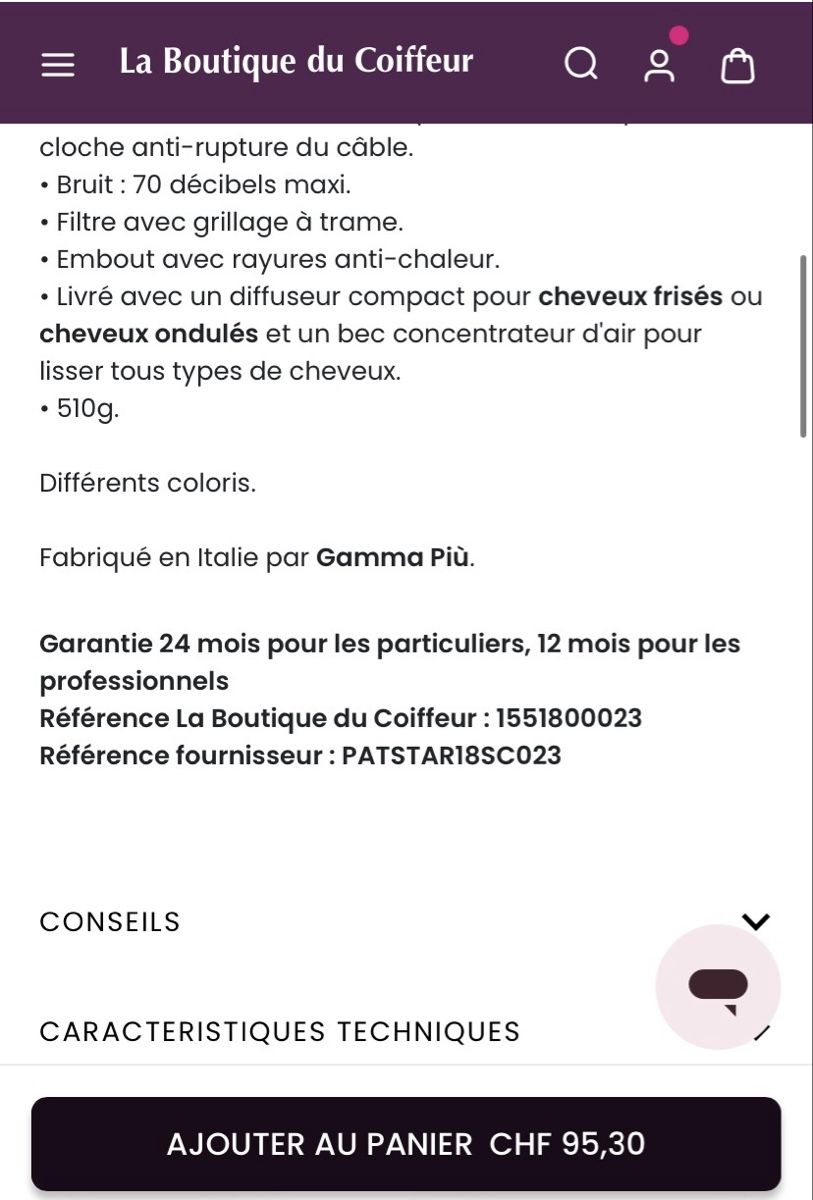 Föhn: Sèche-cheveux professionnel Gamma+ Turbostar + diffuseur  – Neu (gemäss Beschreibung) aus Genève von muj_2zmc 3