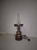 Tischlampe Holz Messing Glas Lampe mit Kabel und Stecker