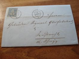 Faltbrief sitzende Helvetia 1867, o Sursee - o Küssnacht