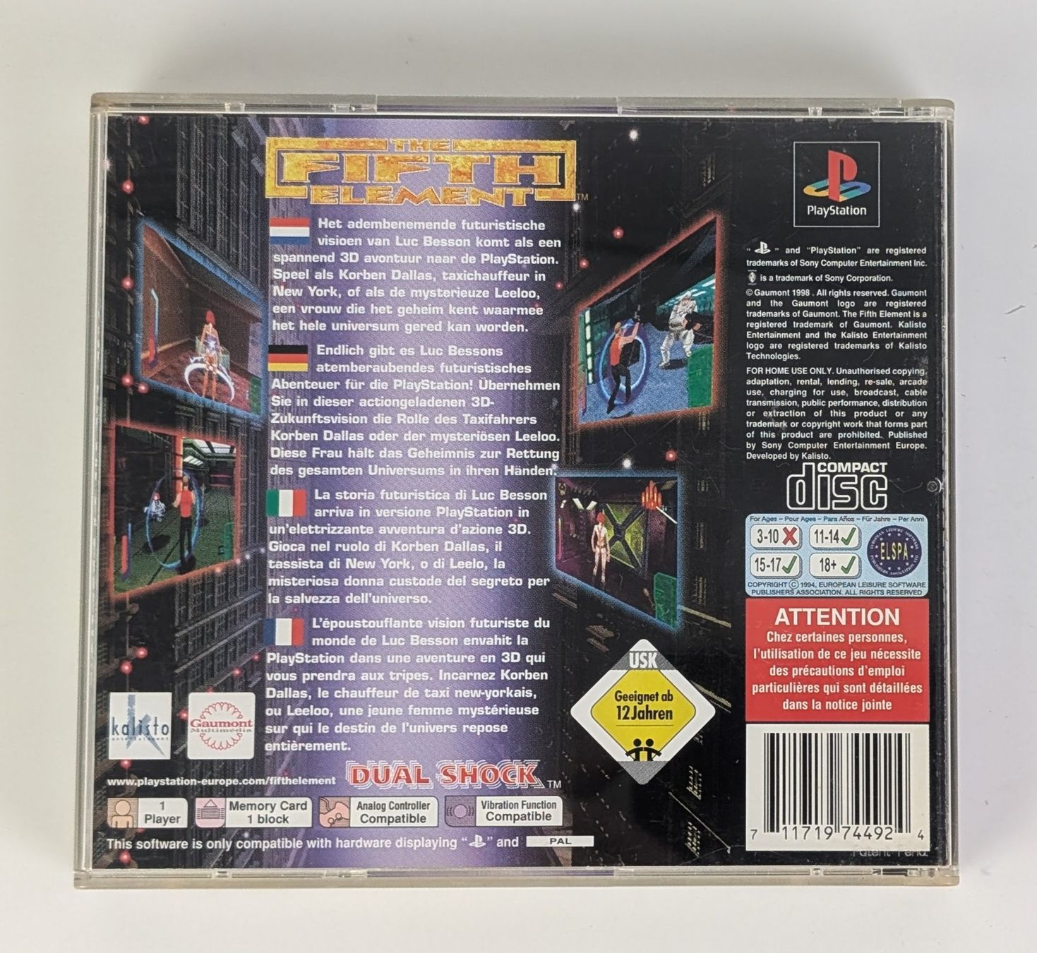 Sony Spiele: The Fifth Element - PlayStation 1 - Top – Gebraucht aus Zürich von axolottchen 1