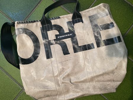 Tasche Freitag Modell beige schwarz gebrauchter Zustand