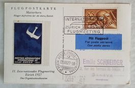JB37) 1927 Flugpostbrief mit Vignette Orginalkarte Lp