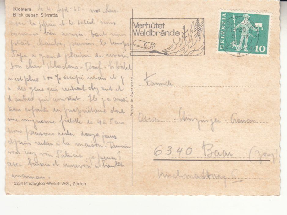 Cartoline postali: Klosters 1965 – Usato da Bürglen TG venduto da StampGraf 1