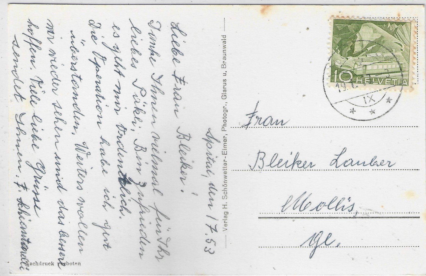 Cartoline postali: Glarus - Kantonsspital – Usato da Ettingen venduto da Kartenplanet 1