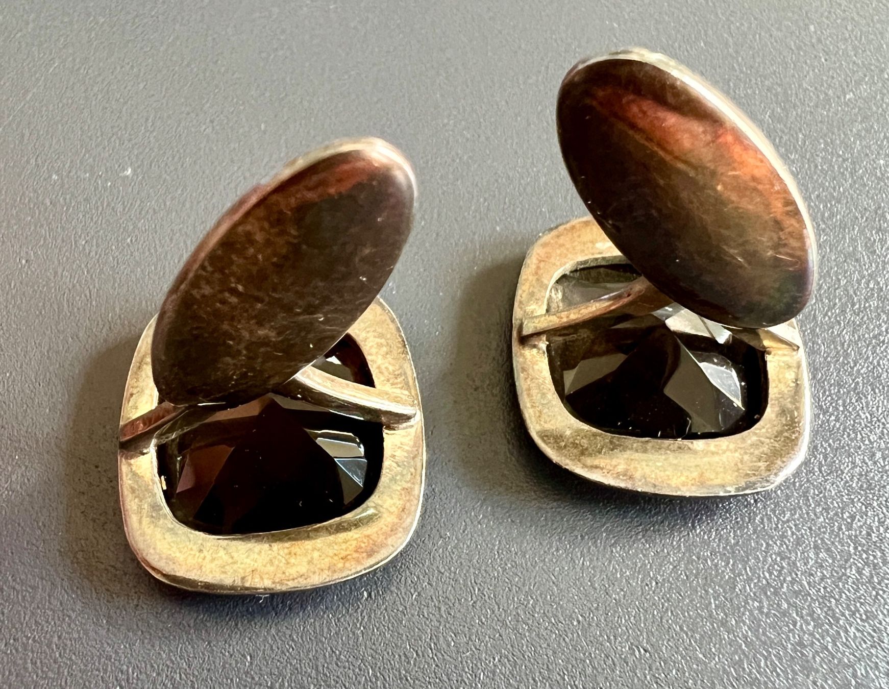 Gemelli: Manschettenknöpfe Silber mit Rauchquarz – Usato da Chur venduto da Penting1935 7