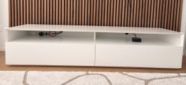 White TV Stand with 2 Drawers Good Condition