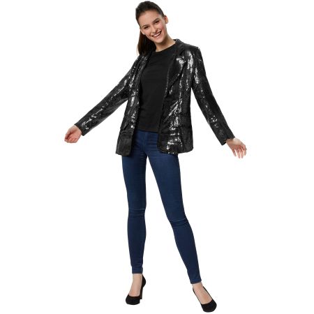 Pailletten-Jackett Damen Schwarz XL