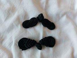 Lot de 2 boutons nœuds de fermeture chinois noirs NEUFS