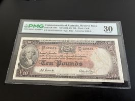 AUSTRALIA 10 Pounds 1960s.P36 PMG 30