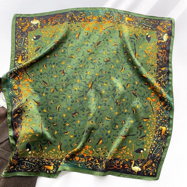 Fredo Dark Green Floral Scarf