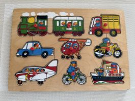 Vintage Holz-Steckpuzzle Fahrzeuge 60er/70er Jahre  Vintage