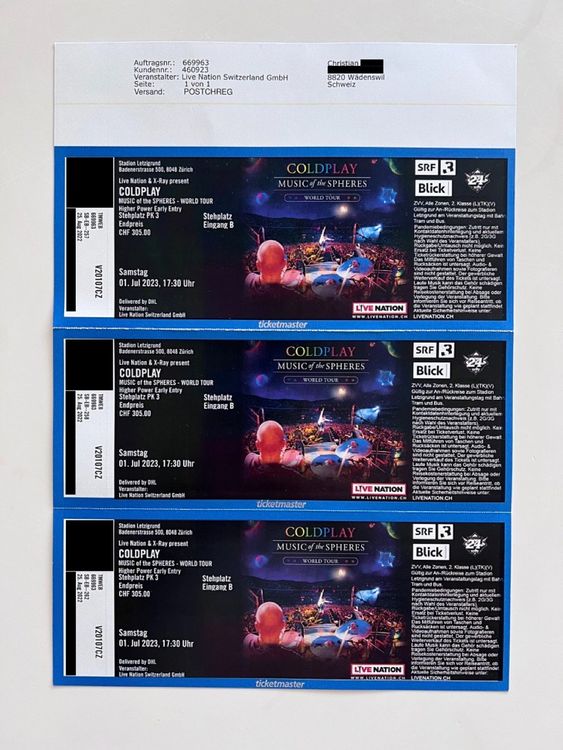 Coldplay Higher Power Early Entry VIP Package 01.07.2023 Kaufen auf
