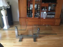 Couchtisch Glas Metall L-Form 2 Etagen guter Zustand
