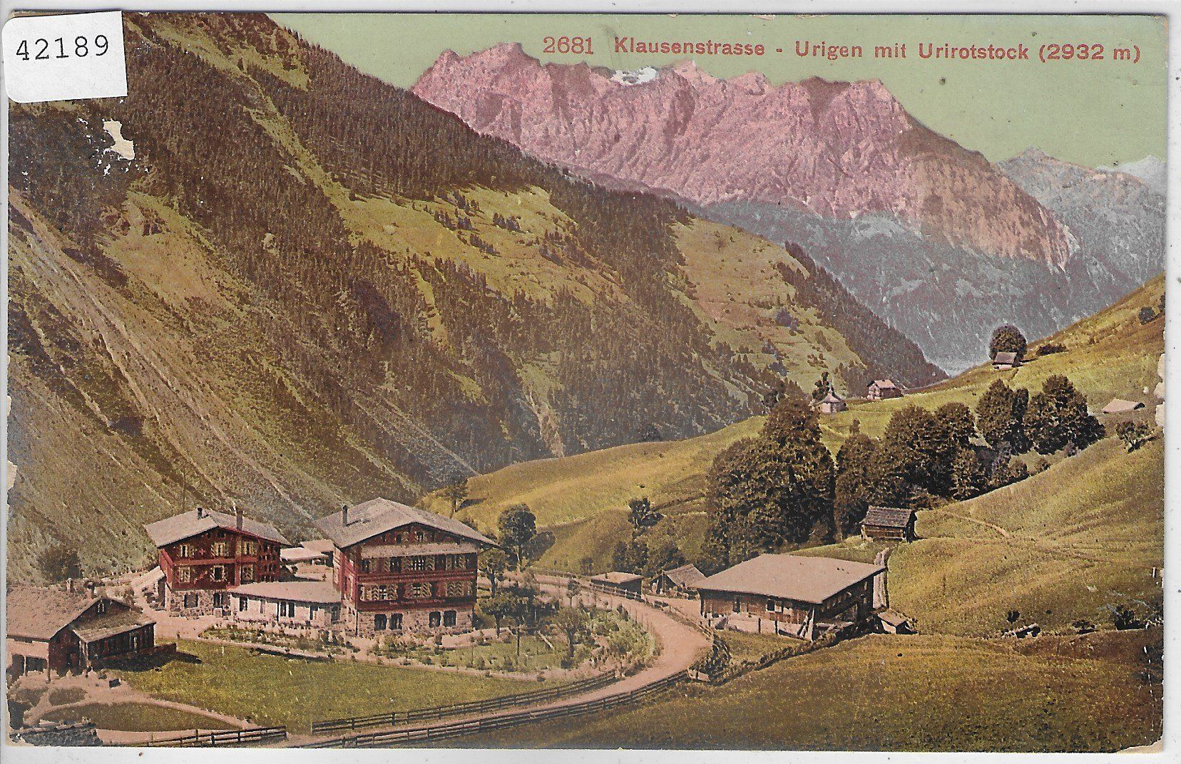 Cartoline postali: Klausenstrasse - Urigen mit Urirotstock - Litho – Usato da Ettingen venduto da Kartenplanet