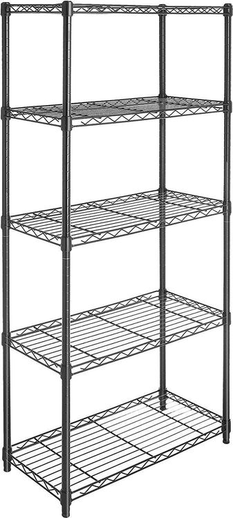 Metall-Rollregal 5 Etagen – 2268 Kg Traglast, Schwarz, Mit Rollen, Verstellbar