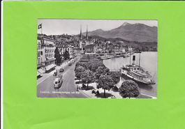 Luzern-Schweizerhofquai-Oldtimer-Tram-Dampfschiff