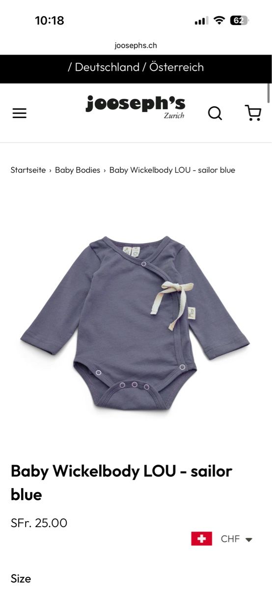 Unterwäsche: Jooseph's Mini Wickelbody Lou, Grösse 62 – Neu (gemäss Beschreibung) aus St. Gallen von Nood 2