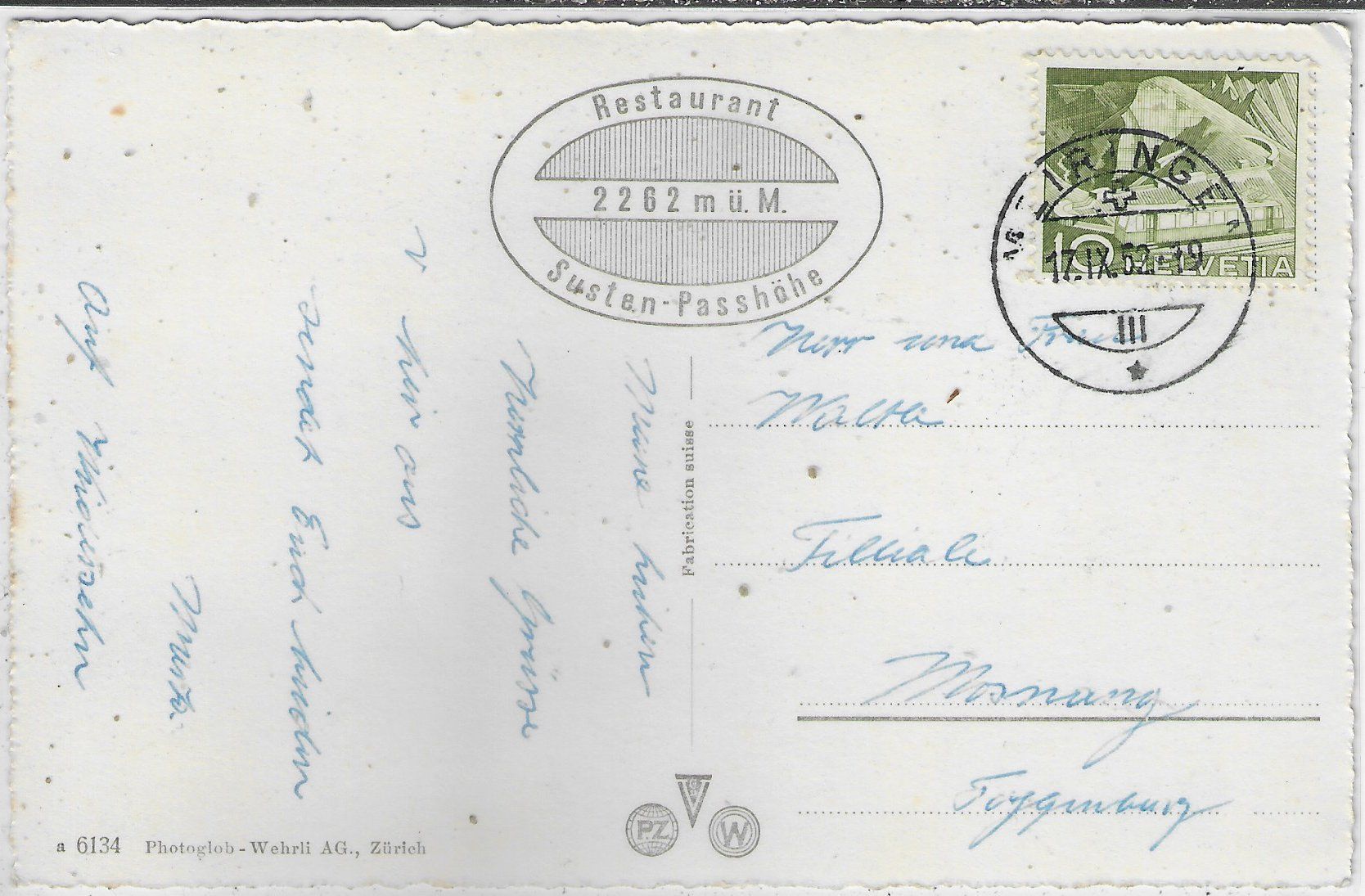 Cartoline postali: Sustenstrasse - Zwei Postautos – Usato da Ettingen venduto da Kartenplanet 1