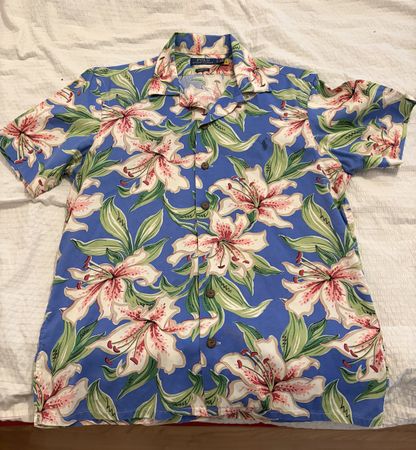 Chemise Polo Ralph Lauren fleurs bleu taille S état neuf