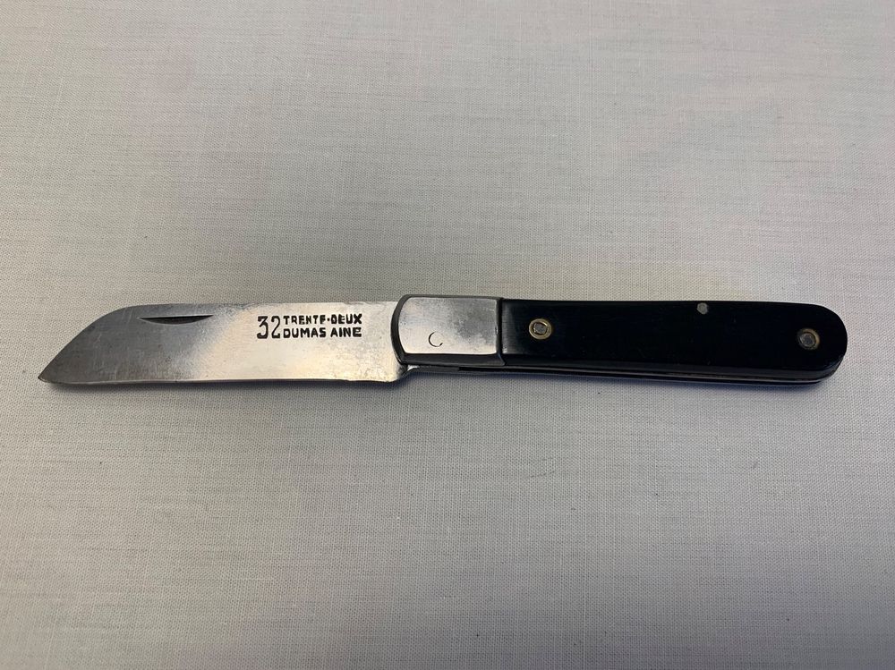 Ancien Couteau De Service Dumas – Manche En Corne, Acier Forgé, Signé "À L'épreuve"